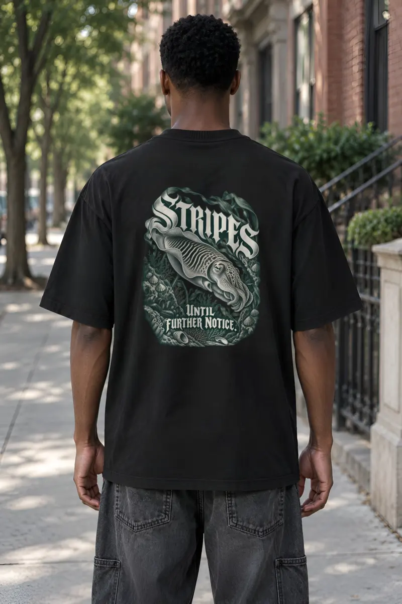 “Stripes Until Further Notice” Men’s Oversized Heavyweight Crewneck T-Shirt