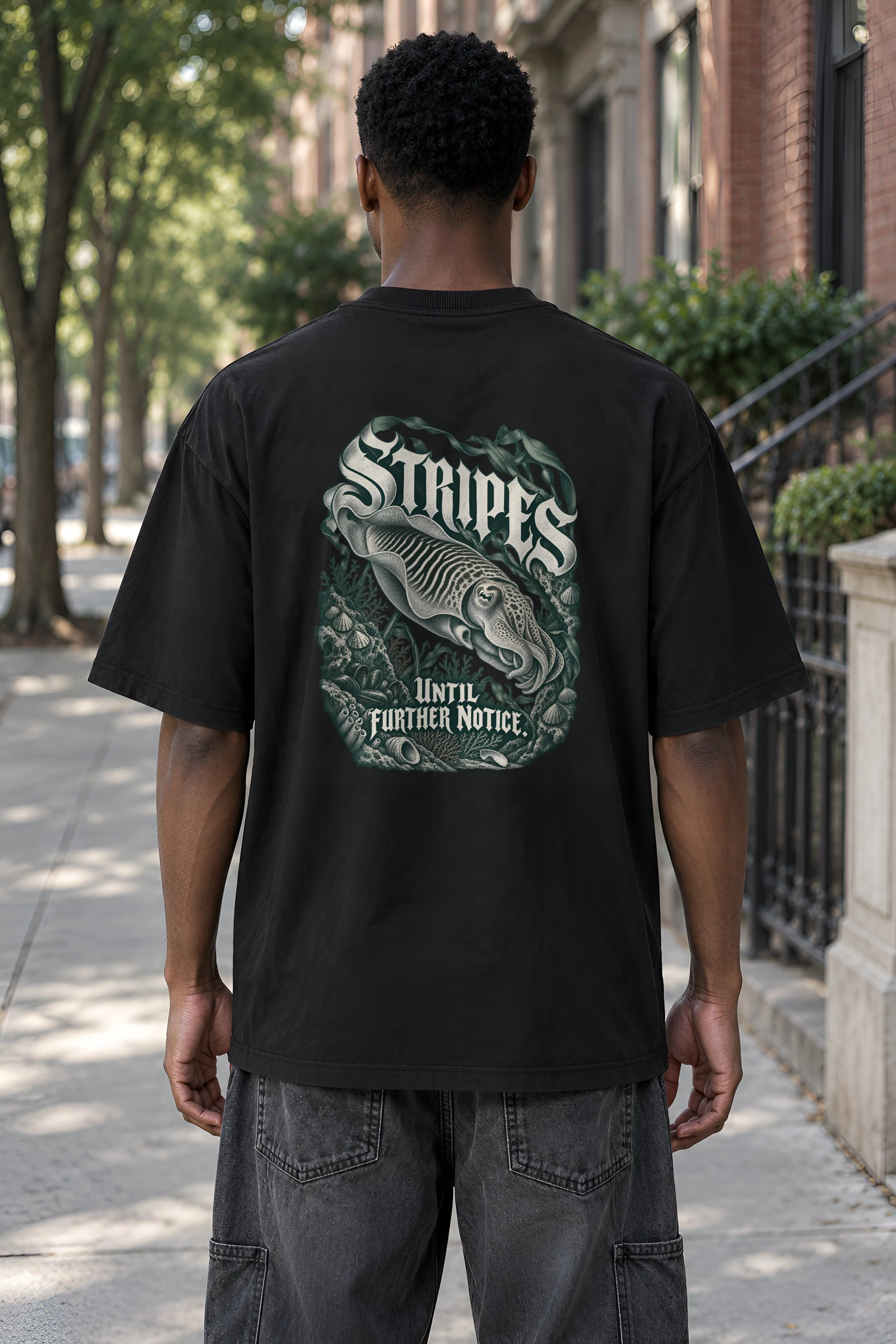"Stripes Until Further Notice" Men's Oversized Heavyweight Crewneck T-Shirt