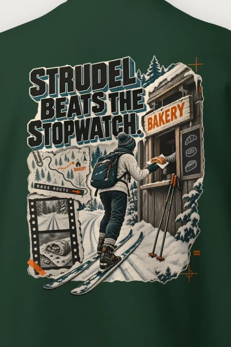 "Strudel Beats The Stopwatch" Heavy Blend Unisex Crewneck Sweatshirt - the graphic up close