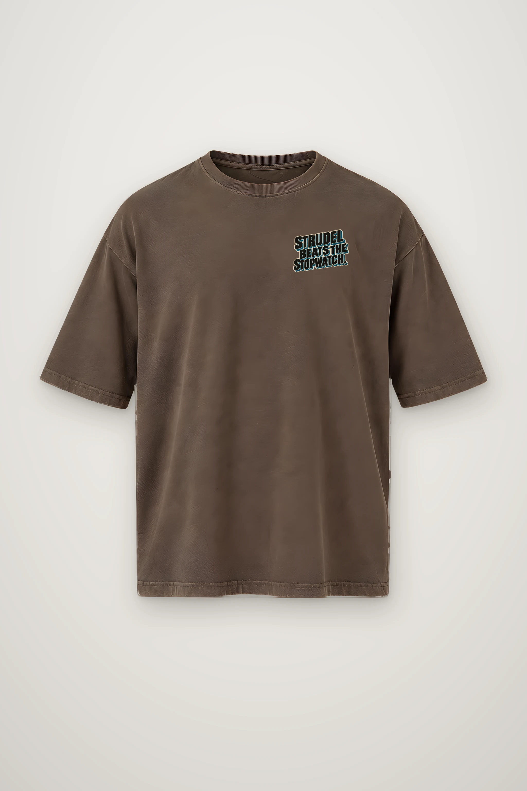 "Strudel Beats The Stopwatch" Men's Oversized Heavyweight Crewneck T-Shirt