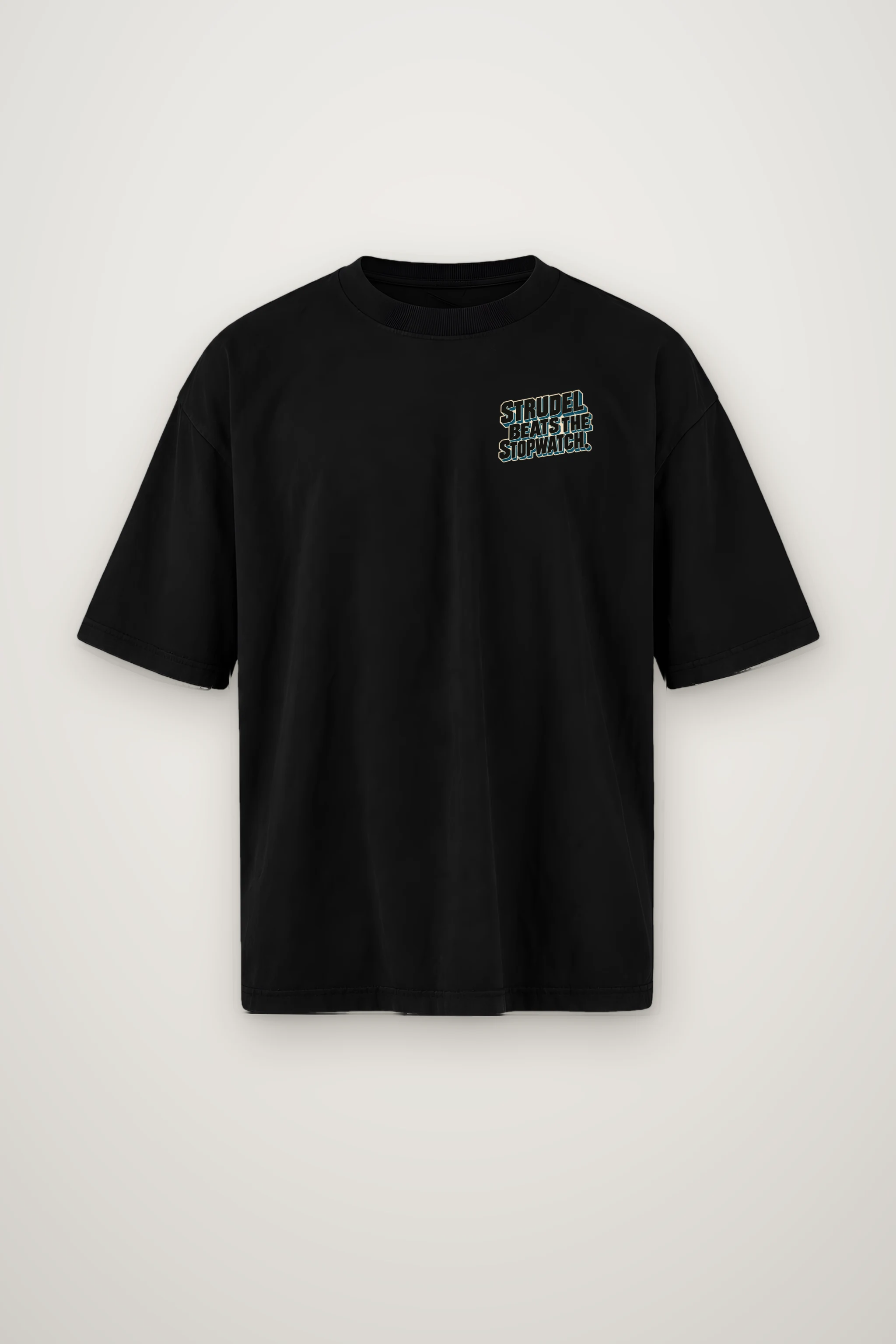 "Strudel Beats The Stopwatch" Men's Oversized Heavyweight Crewneck T-Shirt