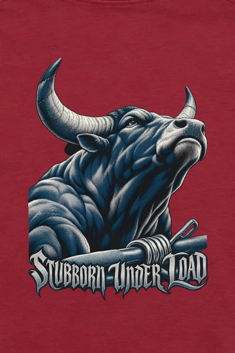 "Stubborn Under Load" Unisex Longsleeve T-shirt - the graphic up close