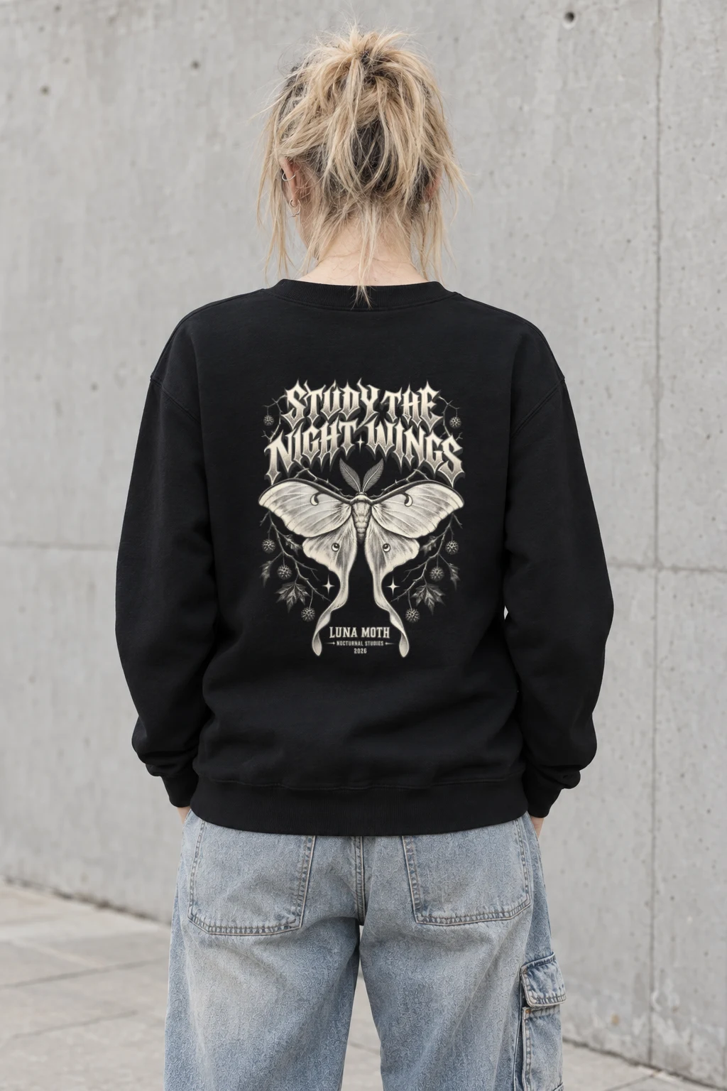 "Study the Night Wings" Heavy Blend Unisex Crewneck Sweatshirt