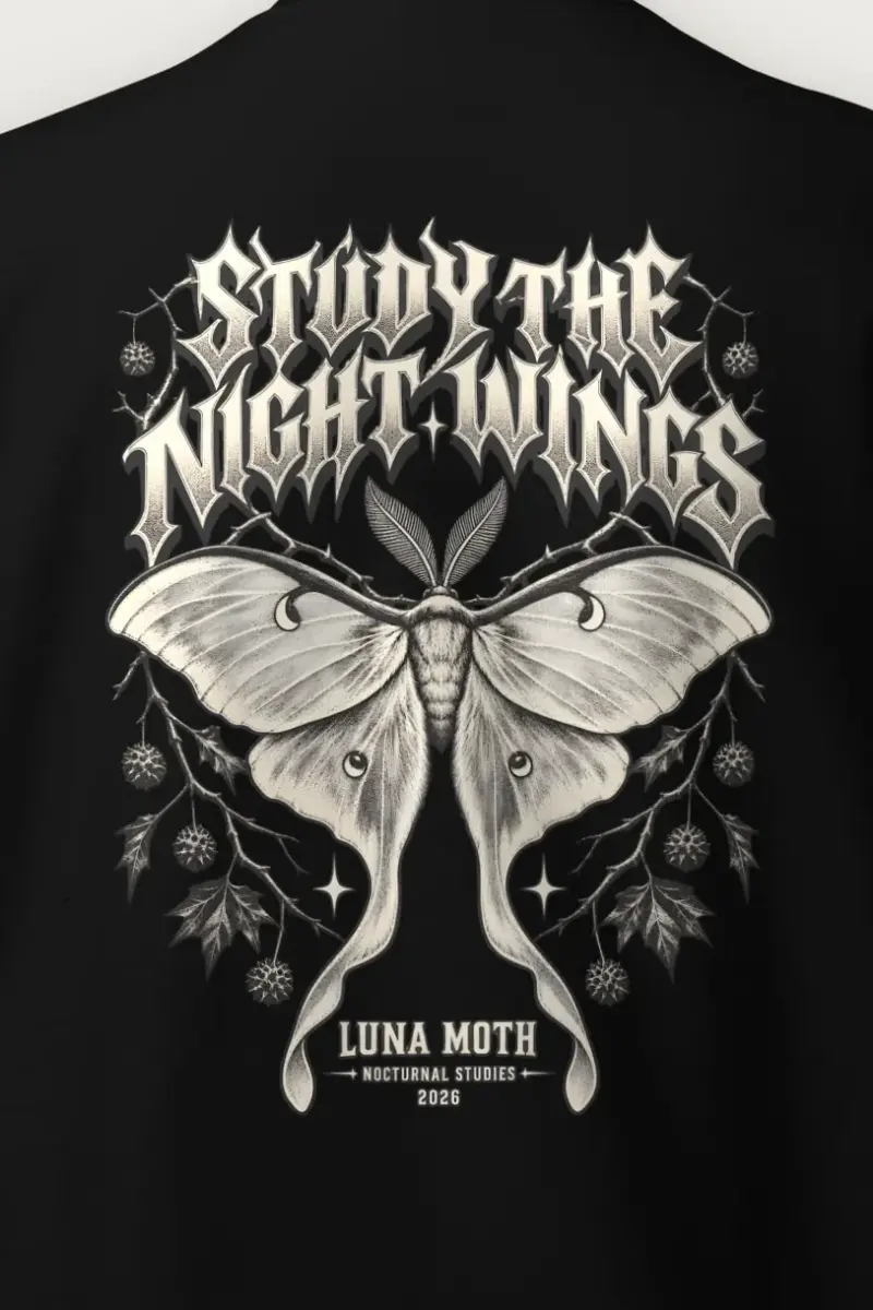 "Study the Night Wings" Heavy Blend Unisex Crewneck Sweatshirt - the graphic up close