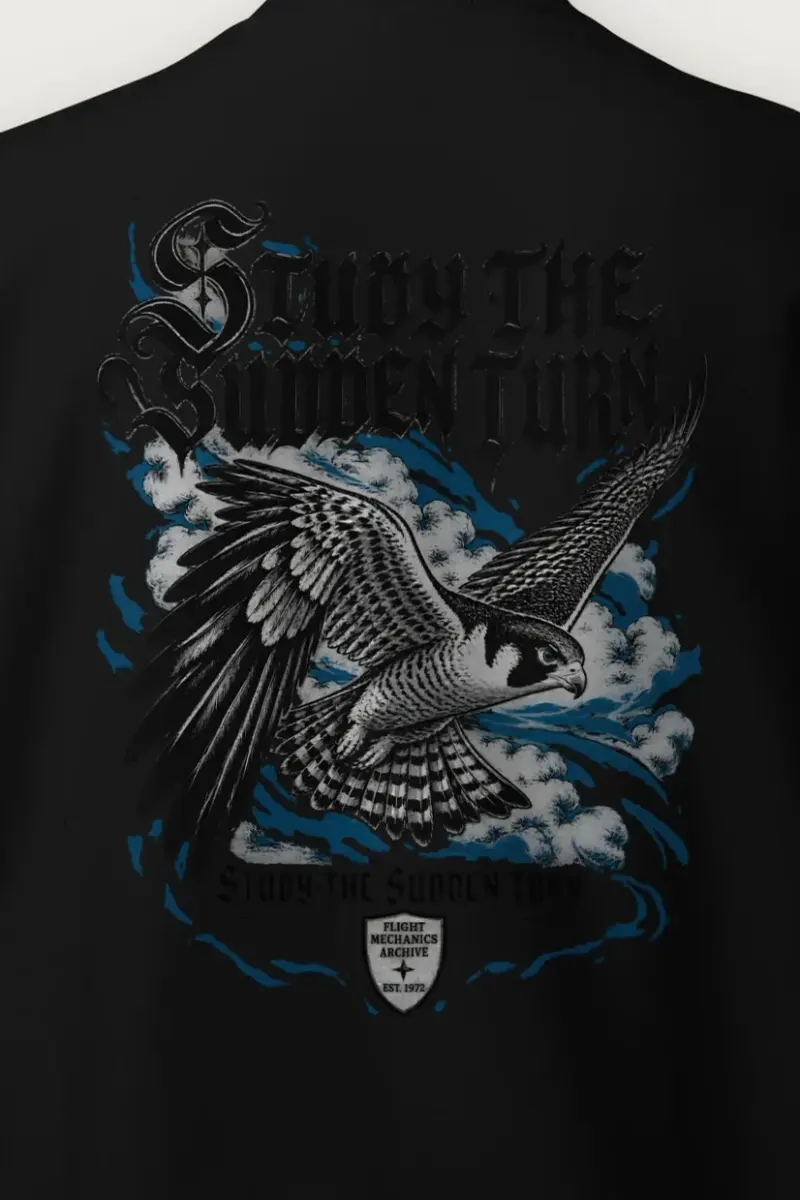 "Study the Sudden Turn" Heavy Blend Unisex Crewneck Sweatshirt - the graphic up close