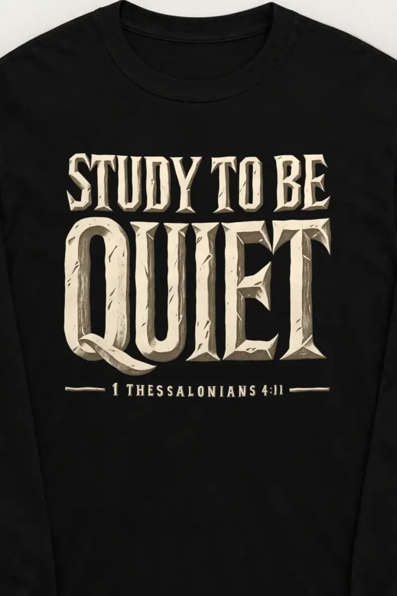 "Study To Be Quiet" Unisex Longsleeve T-shirt - the graphic up close