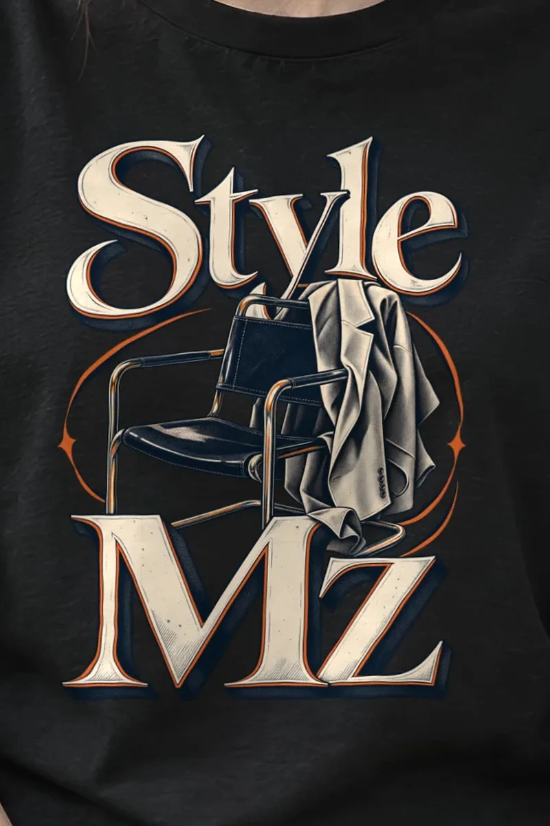 "Style Mz" Heavyweight Unisex Crewneck T-shirt - the graphic up close