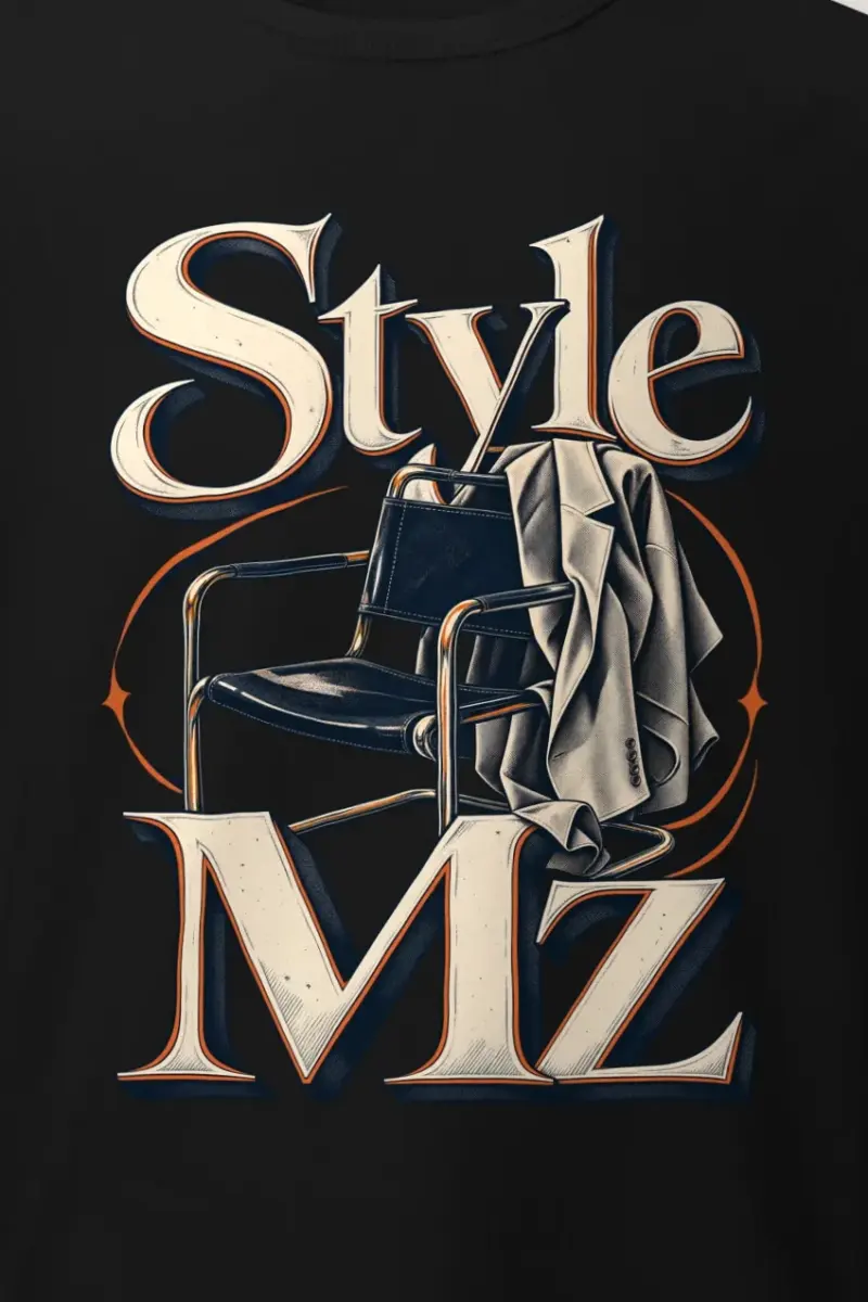 "Style Mz" Heavyweight Unisex Crewneck T-shirt - the graphic up close