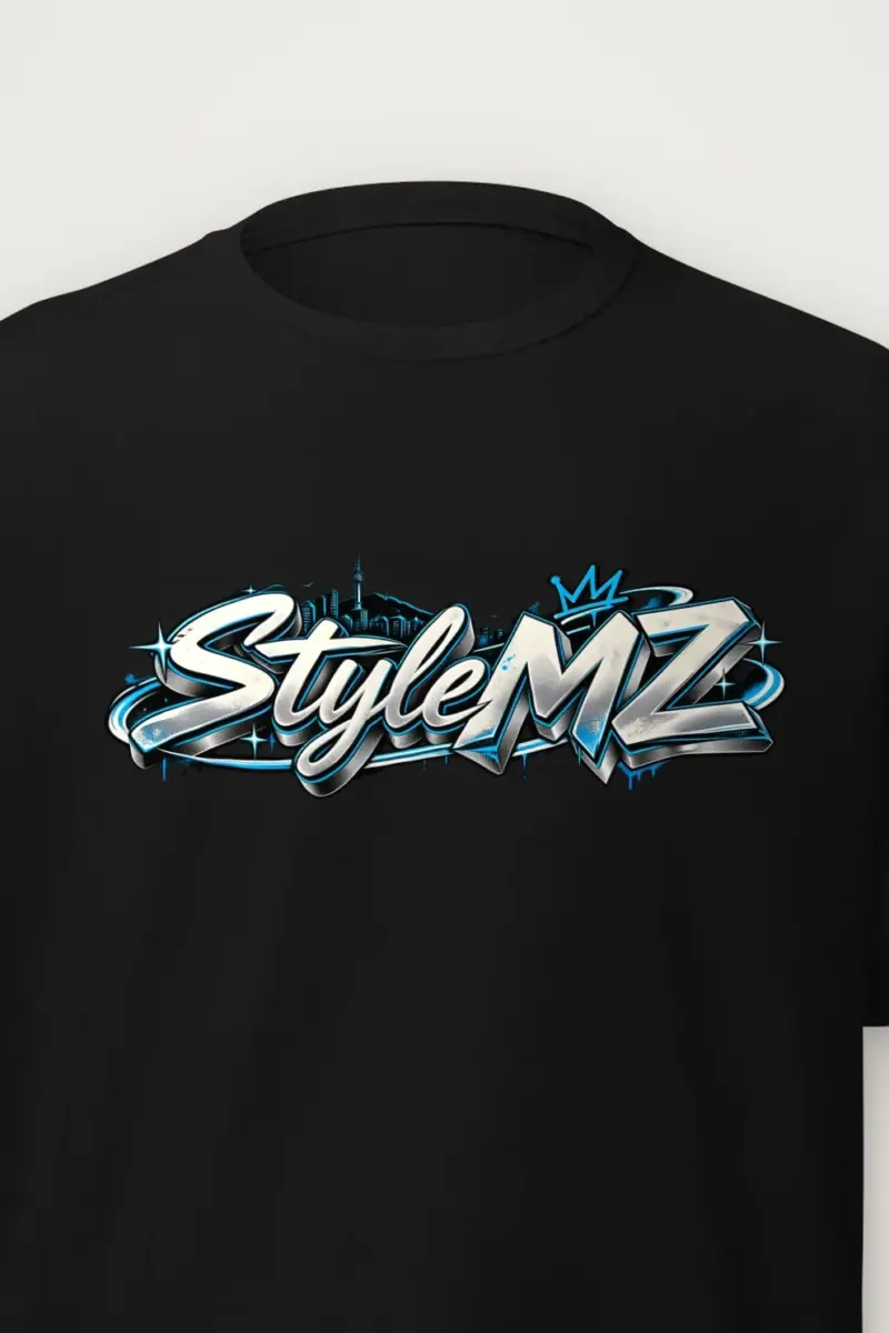 "Graffiti Bubble Style MZ" Heavyweight Unisex Crewneck T-shirt - the graphic up close