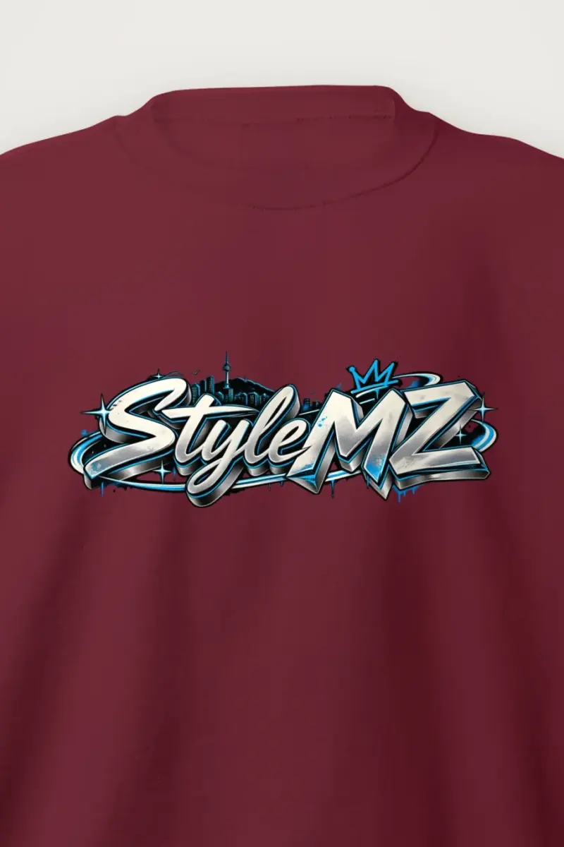 "Graffiti Script MZ" Heavy Blend Unisex Crewneck Sweatshirt - the graphic up close
