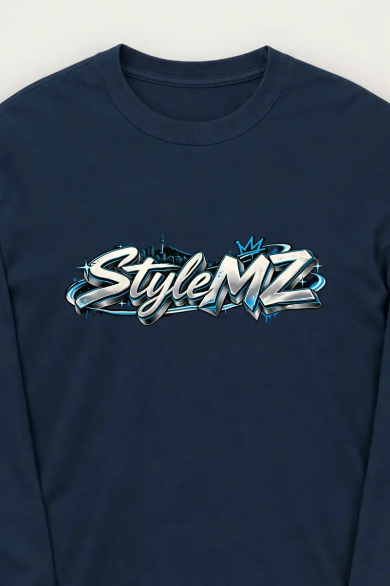 "Style MZ Graffiti Script" Unisex Longsleeve T-shirt - the graphic up close