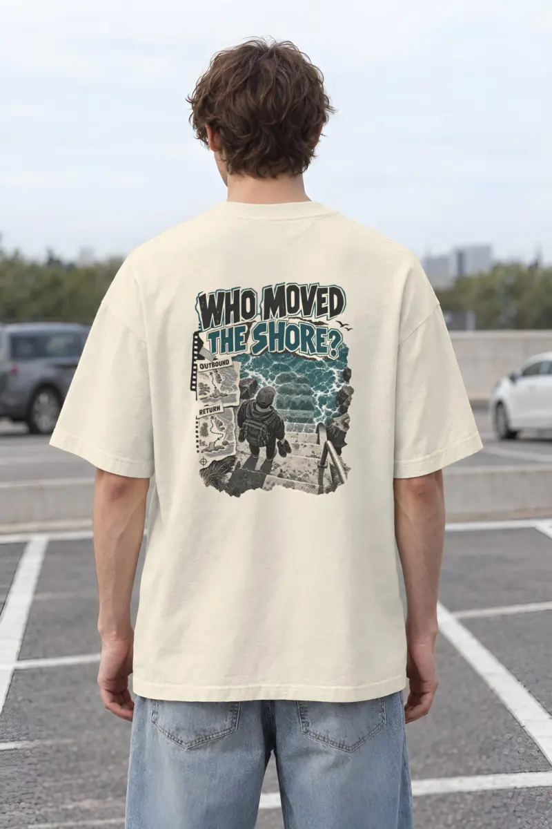 "Submerged Stairway Collage" Unisex Oversized Heavyweight Crewneck T-Shirt