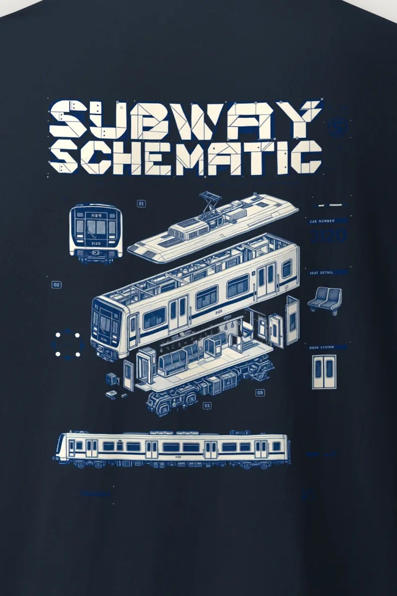 "Subway Schematic" Heavyweight Unisex Crewneck T-shirt - the graphic up close