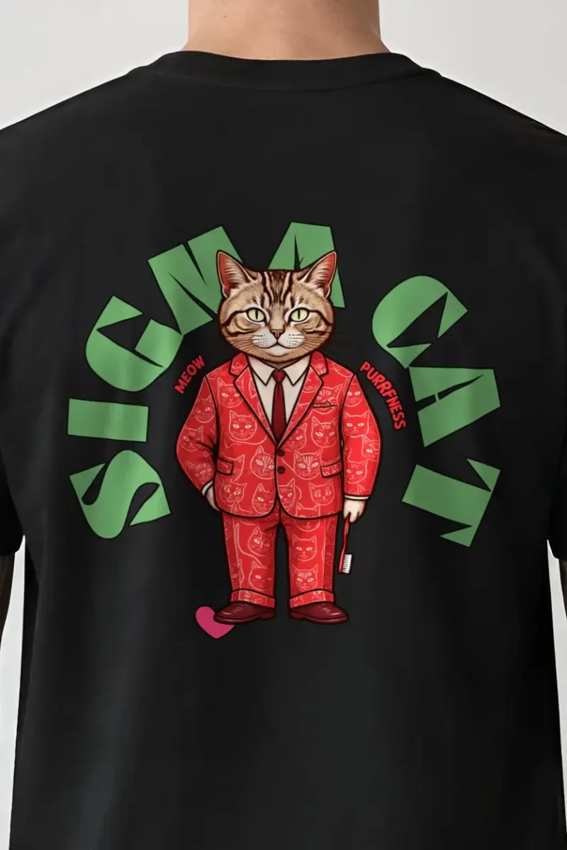 "Suit-Wearing Tabby Cat" Heavyweight Unisex Crewneck T-shirt