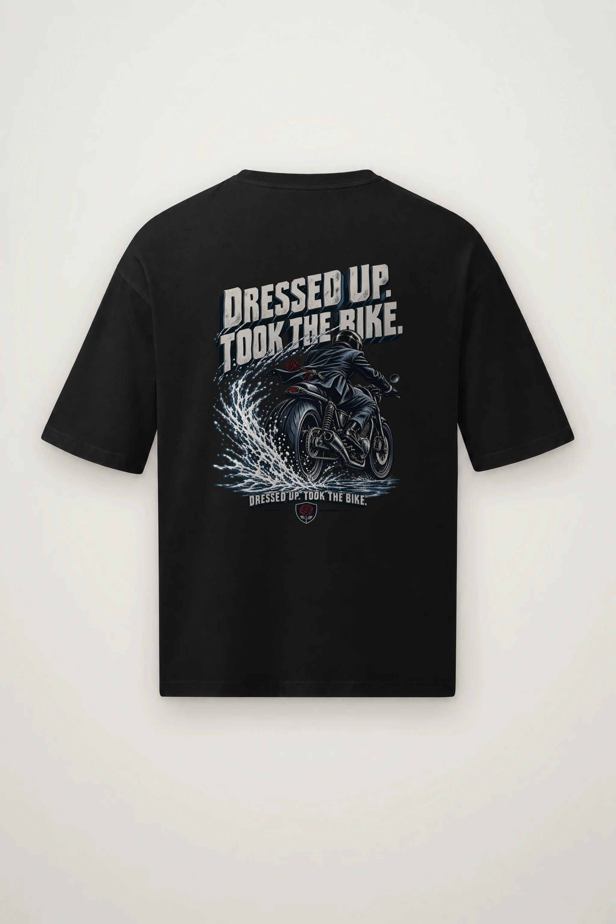 "Suited Motorcycle Rider" Men's Oversized Heavyweight Crewneck T-Shirt