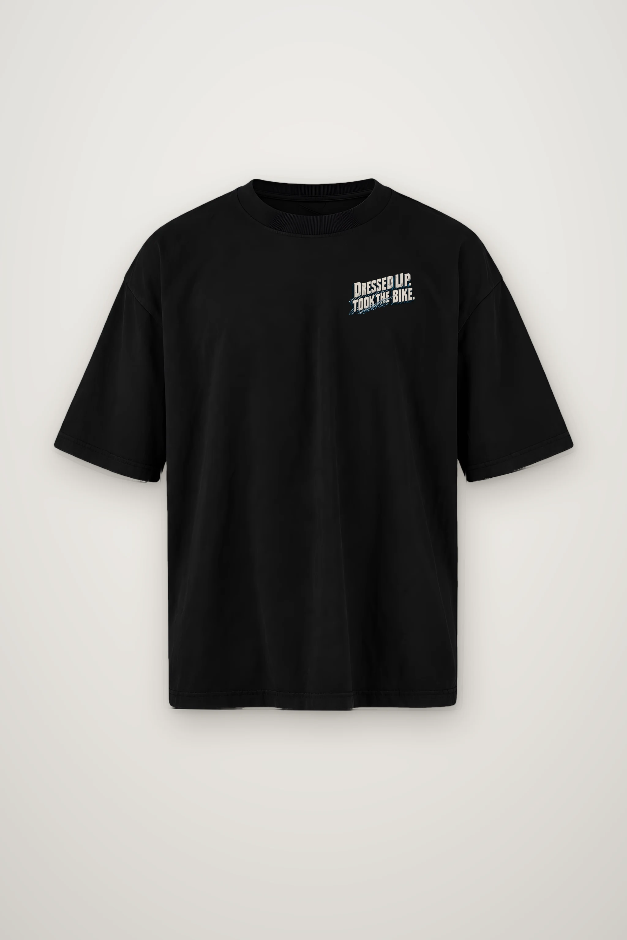 "Suited Motorcycle Rider" Men's Oversized Heavyweight Crewneck T-Shirt