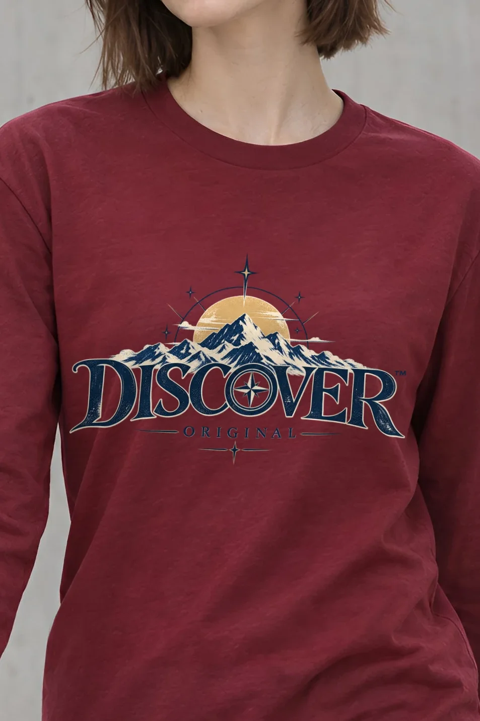 "Summit Compass" Unisex Longsleeve T-shirt - the graphic up close