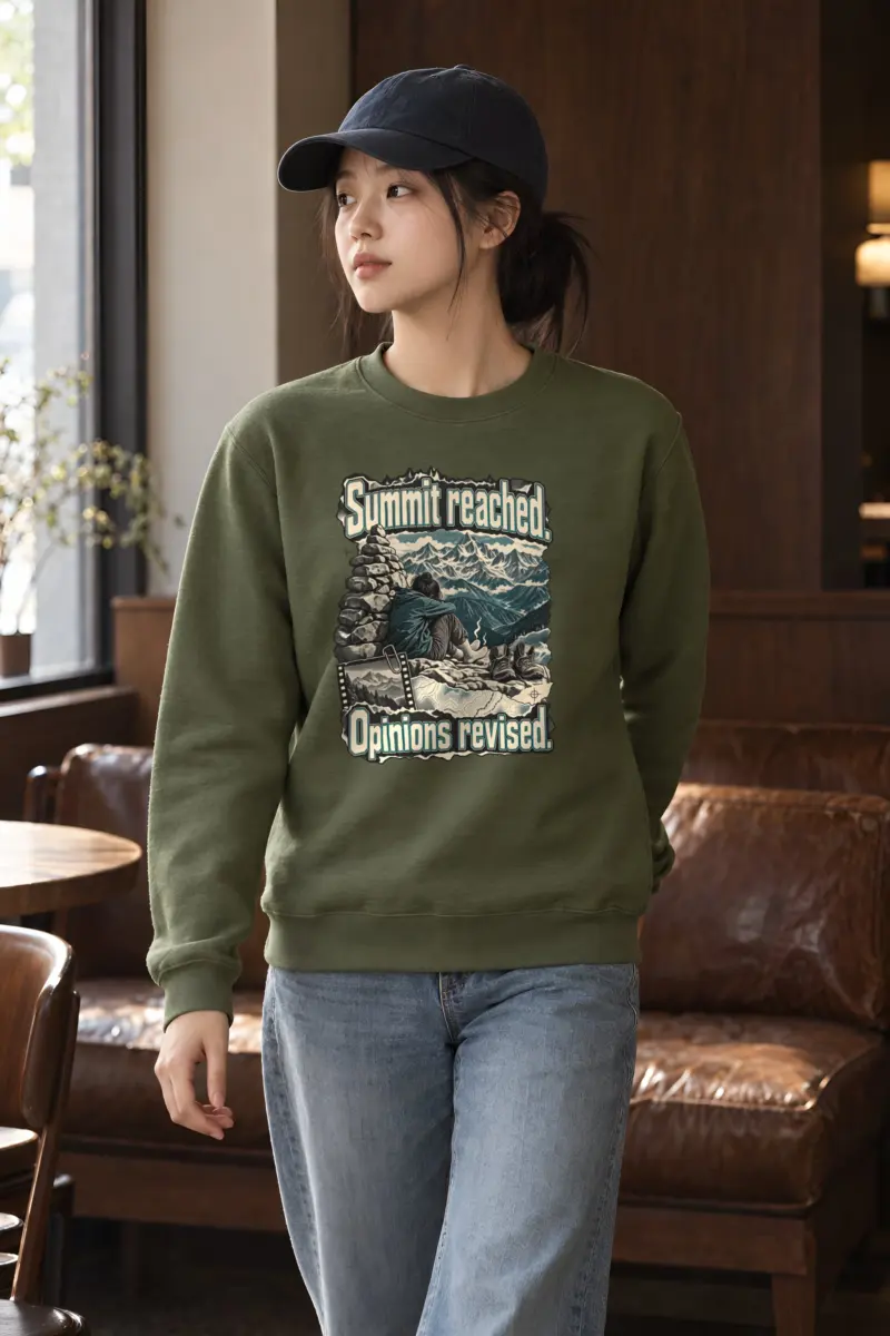 "Summit Reached Opinions Revised" Heavy Blend Unisex Crewneck Sweatshirt