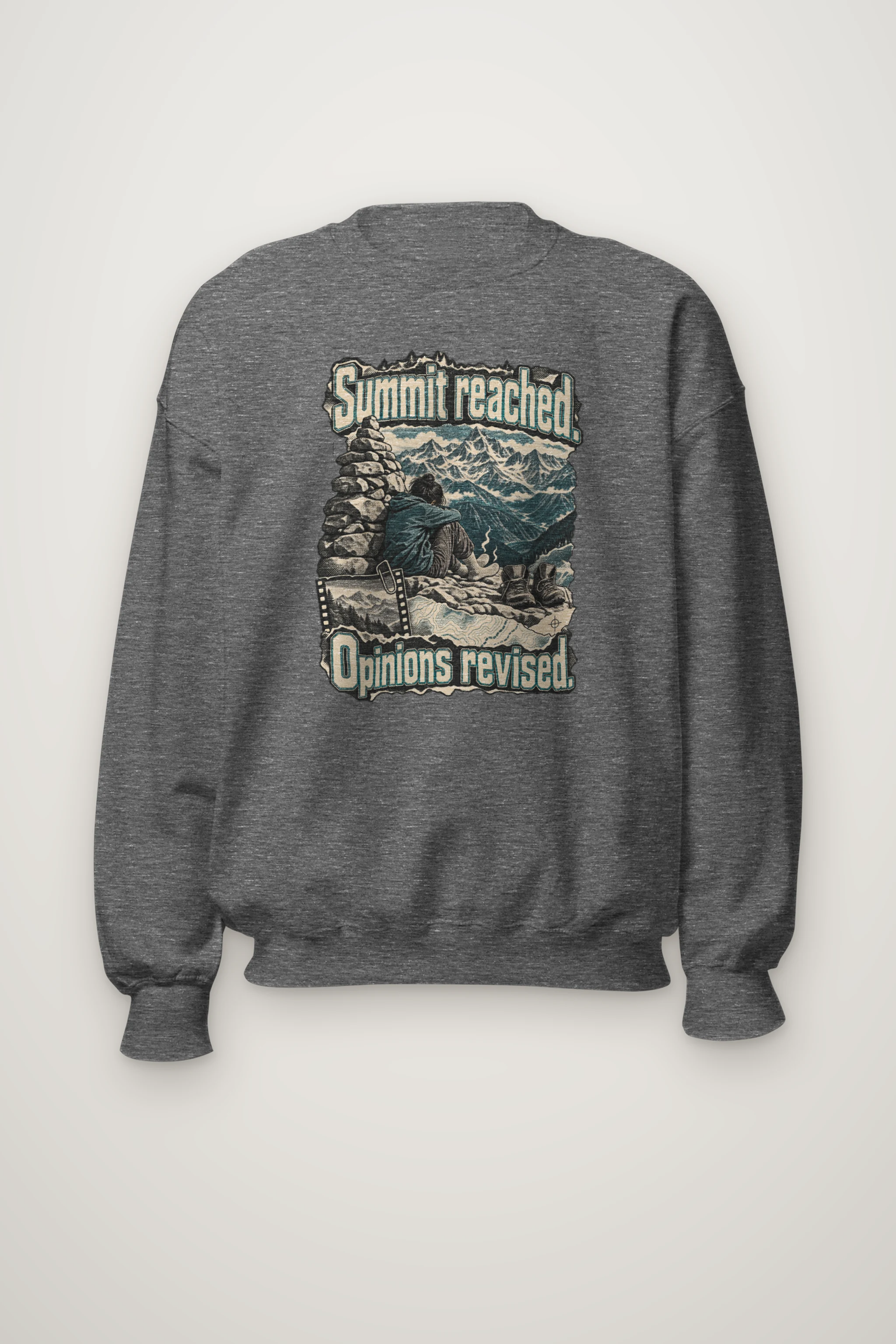 "Summit Reached Opinions Revised" Heavy Blend Unisex Crewneck Sweatshirt
