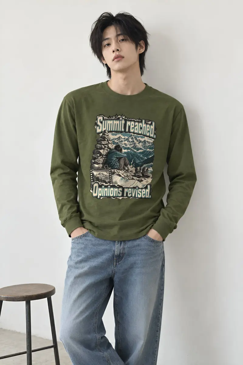 "Summit Reached. Opinions Revised." Unisex Longsleeve T-shirt
