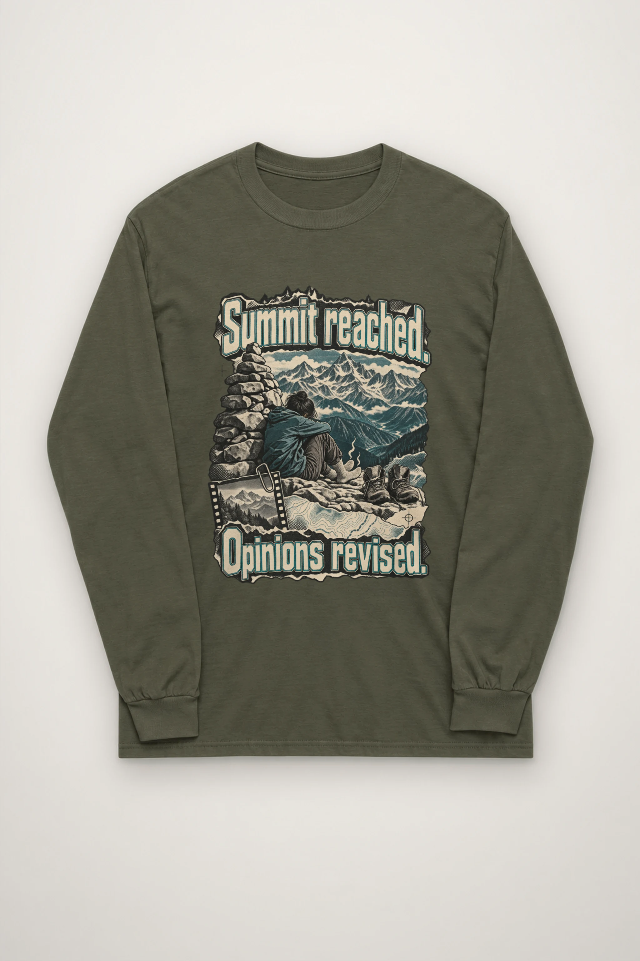 "Summit Reached. Opinions Revised." Unisex Longsleeve T-shirt