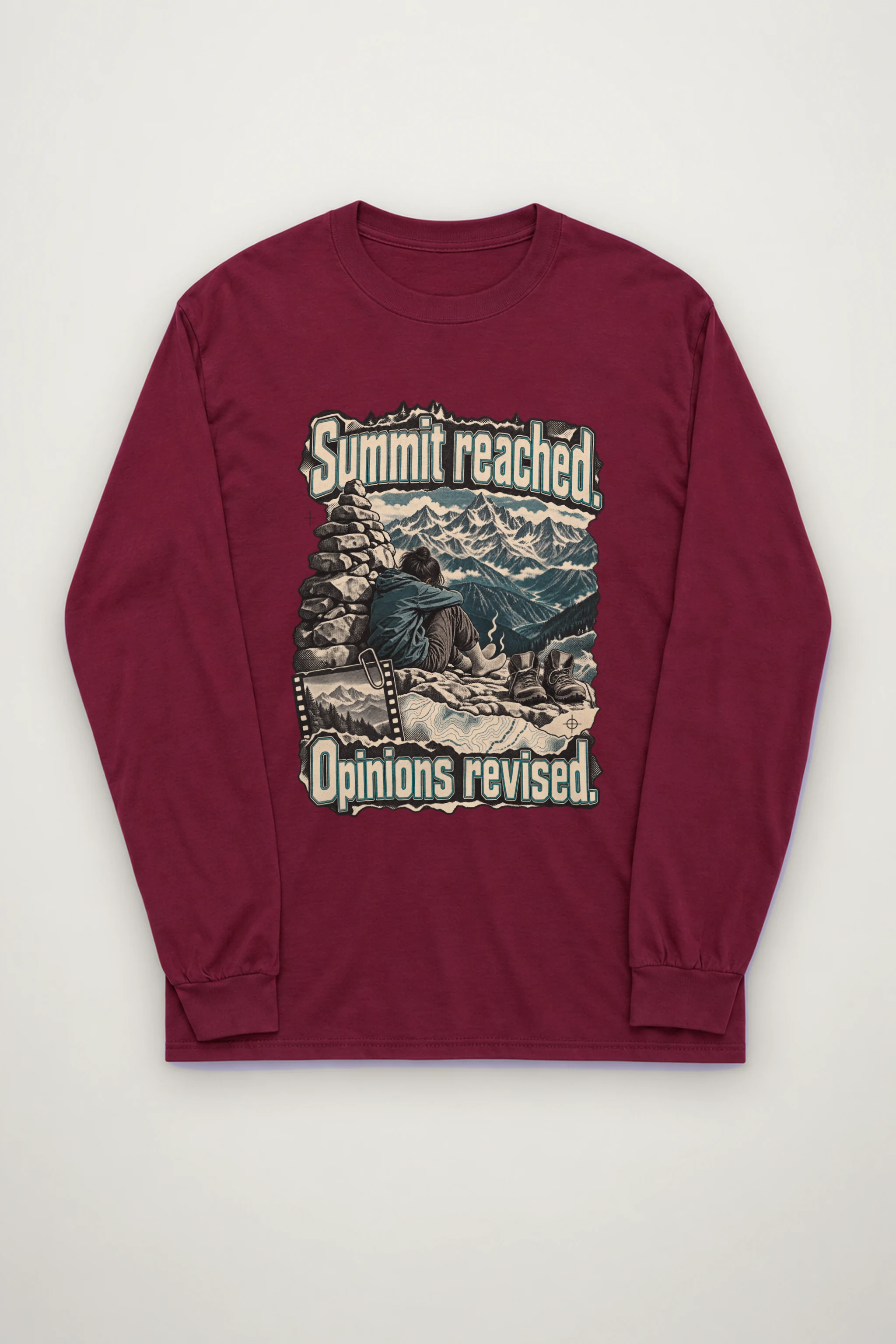 "Summit Reached. Opinions Revised." Unisex Longsleeve T-shirt