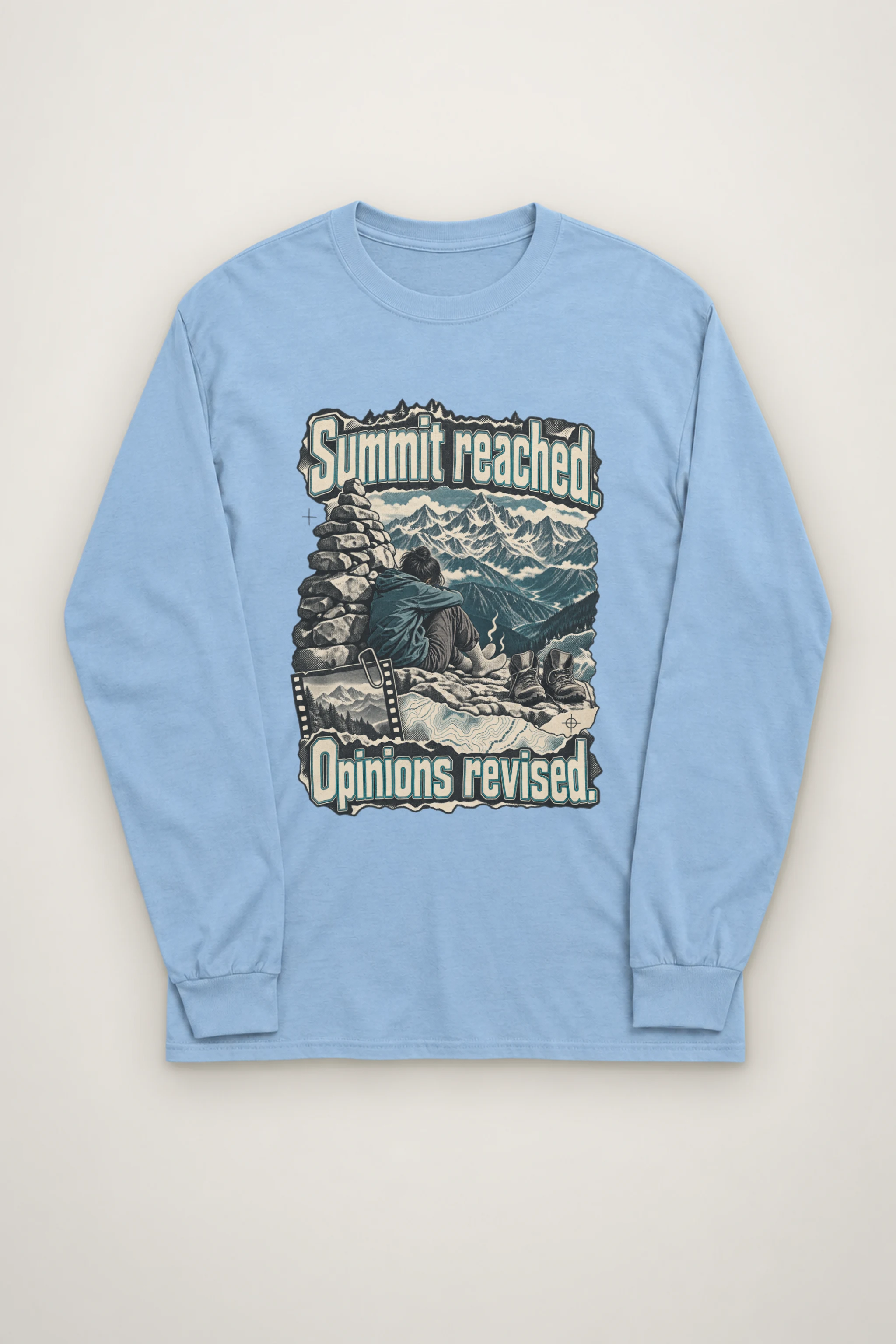 "Summit Reached. Opinions Revised." Unisex Longsleeve T-shirt