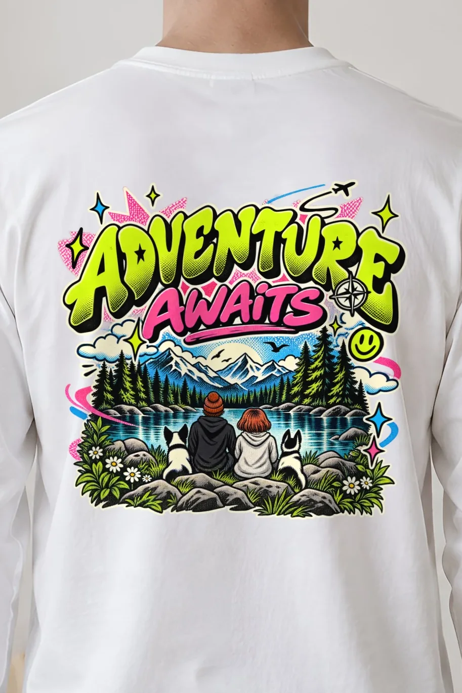 "Summit Sidekicks" Unisex Longsleeve T-shirt - the graphic up close