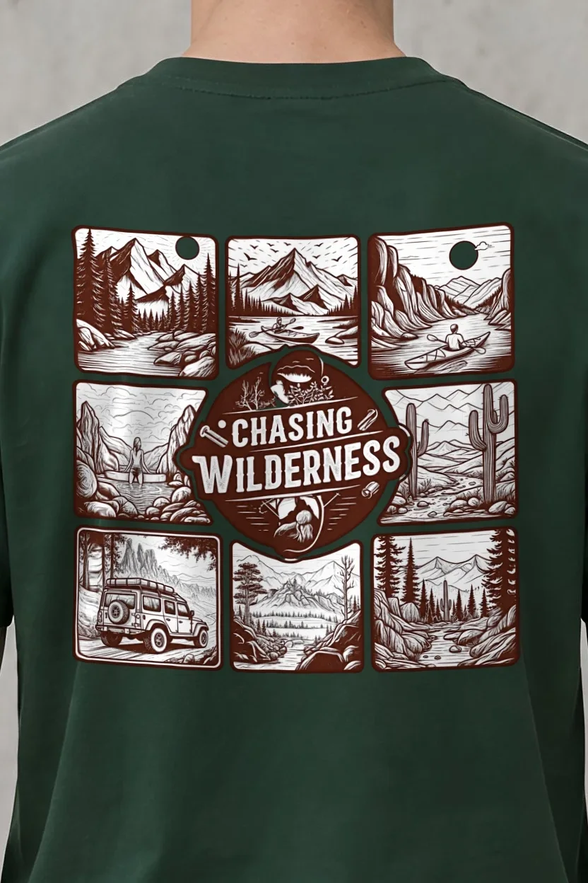 "Summit Trail Emblem" Heavyweight Unisex Crewneck T-shirt - the graphic up close