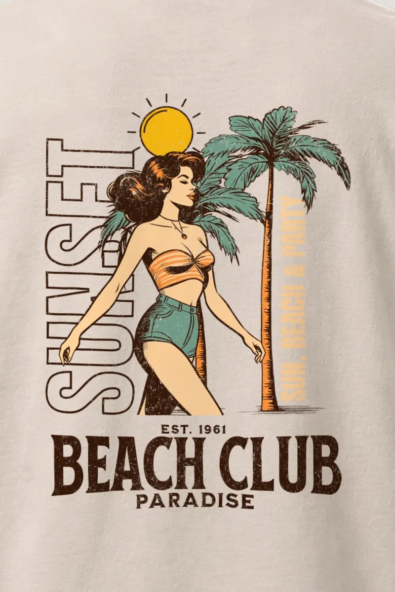 "Sun, Beach & Party" Heavyweight Unisex Crewneck T-shirt