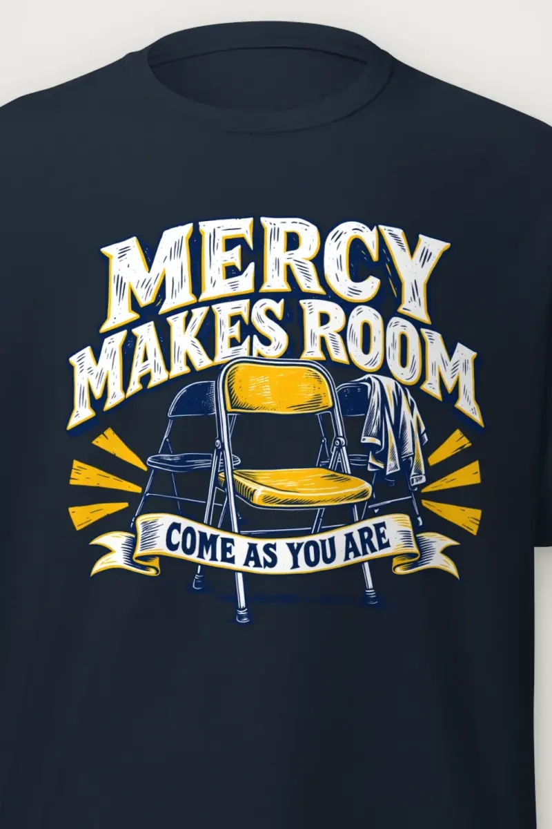 "Sunburst Welcome Chairs" Heavyweight Unisex Crewneck T-shirt - the graphic up close