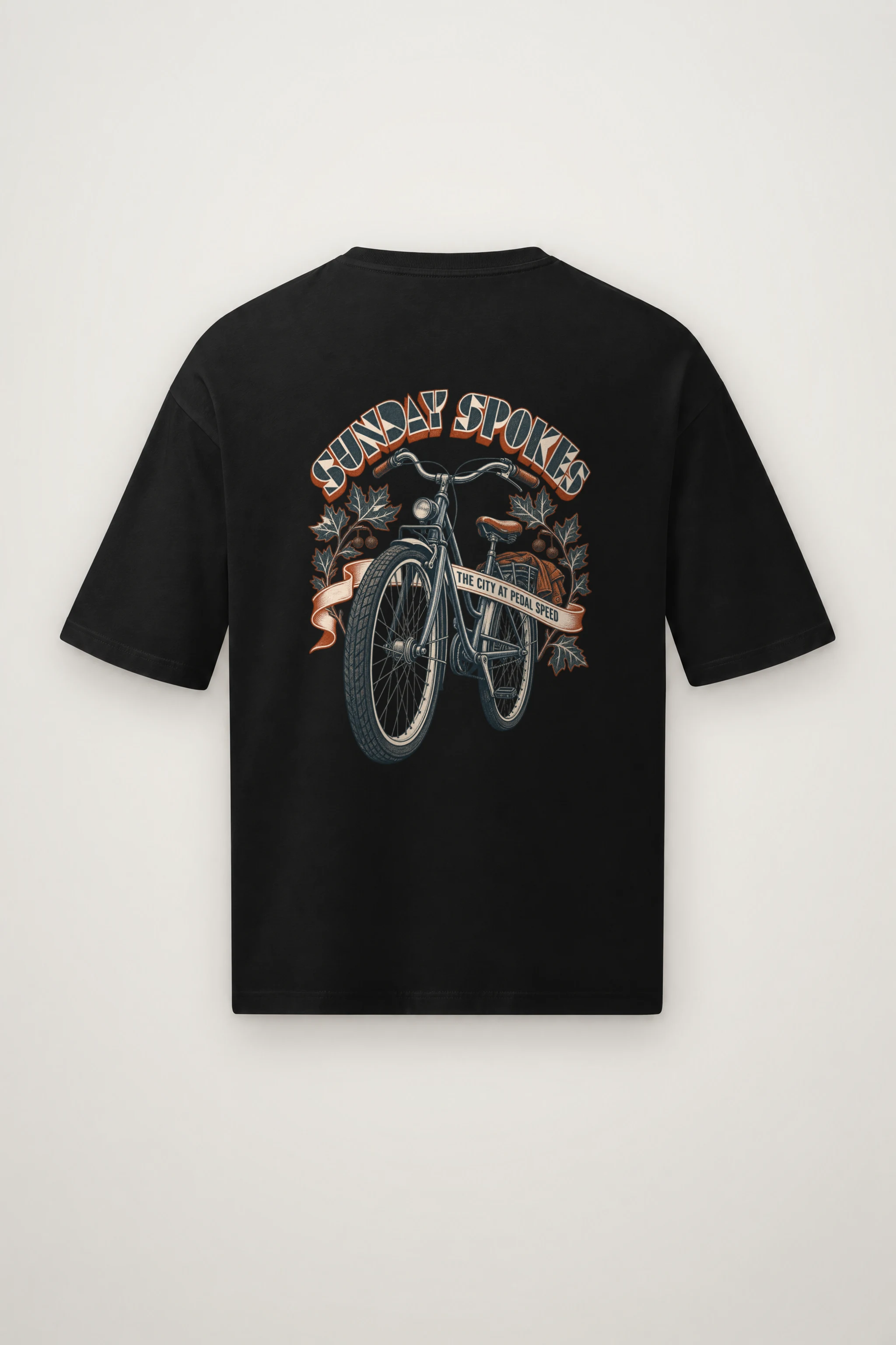 "SUNDAY SPOKES THE CITY AT PEDAL SPEED" Men's Oversized Heavyweight Crewneck T-Shirt