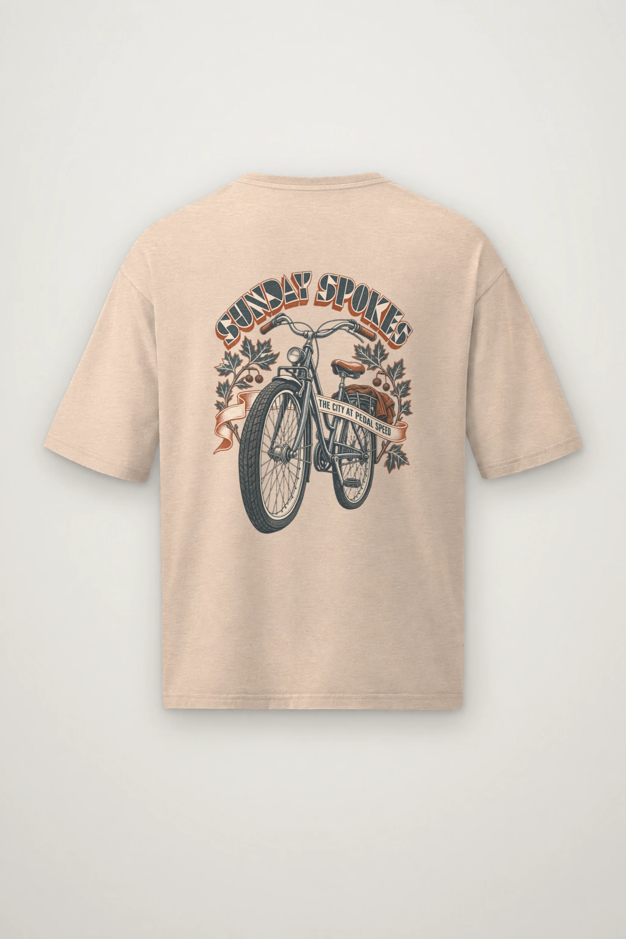 "SUNDAY SPOKES THE CITY AT PEDAL SPEED" Men's Oversized Heavyweight Crewneck T-Shirt