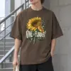 "Sunflower Floret Study" Men's Oversized Heavyweight Crewneck T-Shirt
