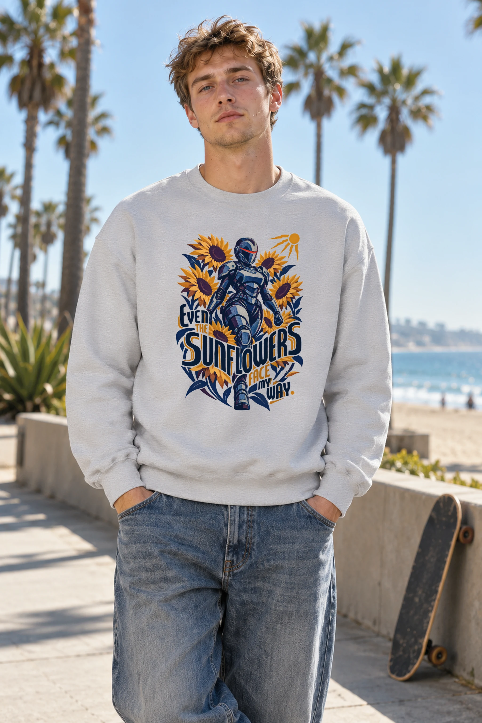 "Sunflowers Face My Way" Unisex Crewneck Sweatshirt