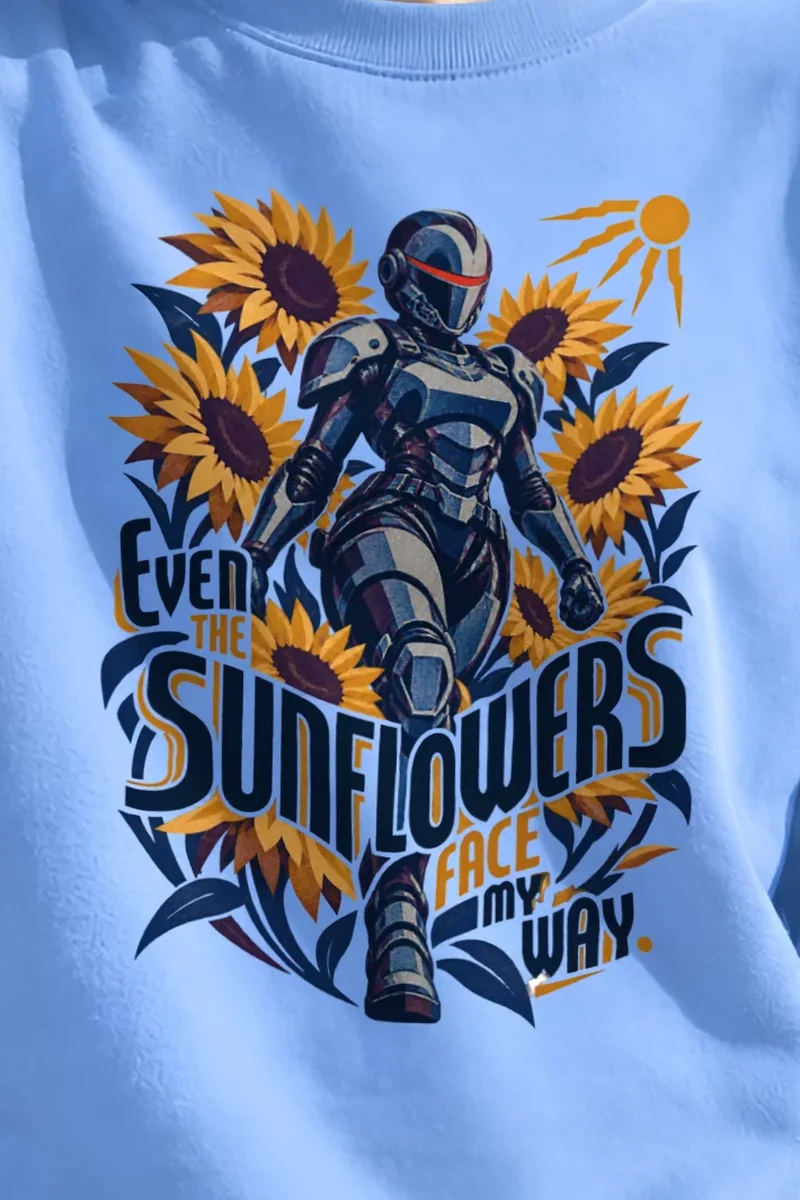 "Sunflowers Face My Way" Unisex Crewneck Sweatshirt - the graphic up close