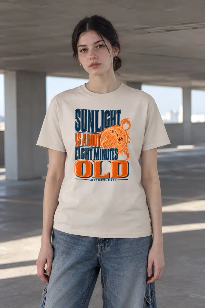 "Sunlight Is About Eight Minutes Old" Heavyweight Unisex Crewneck T-shirt