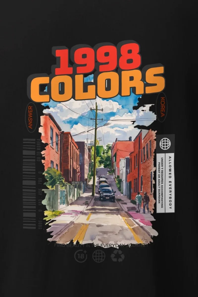 "1998 Colors Streetscape" Heavyweight Unisex Crewneck T-shirt