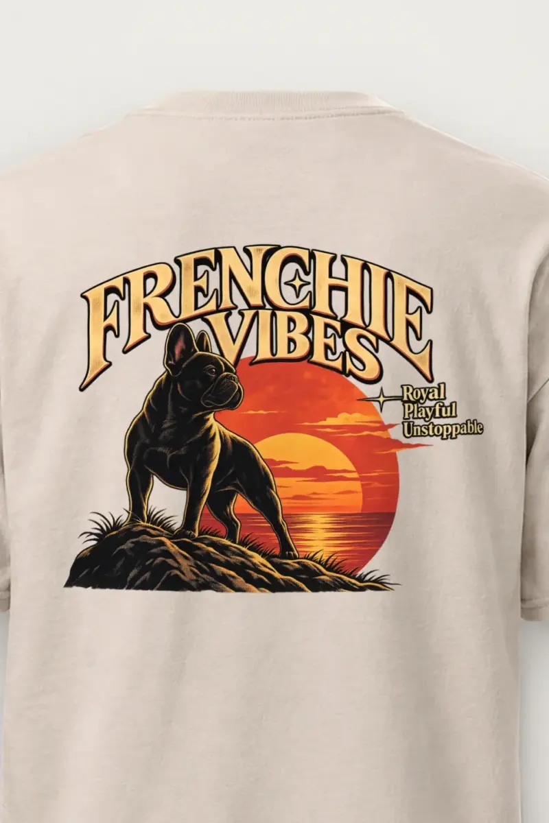 "Sunset French Bulldog" Heavyweight Unisex Crewneck T-shirt