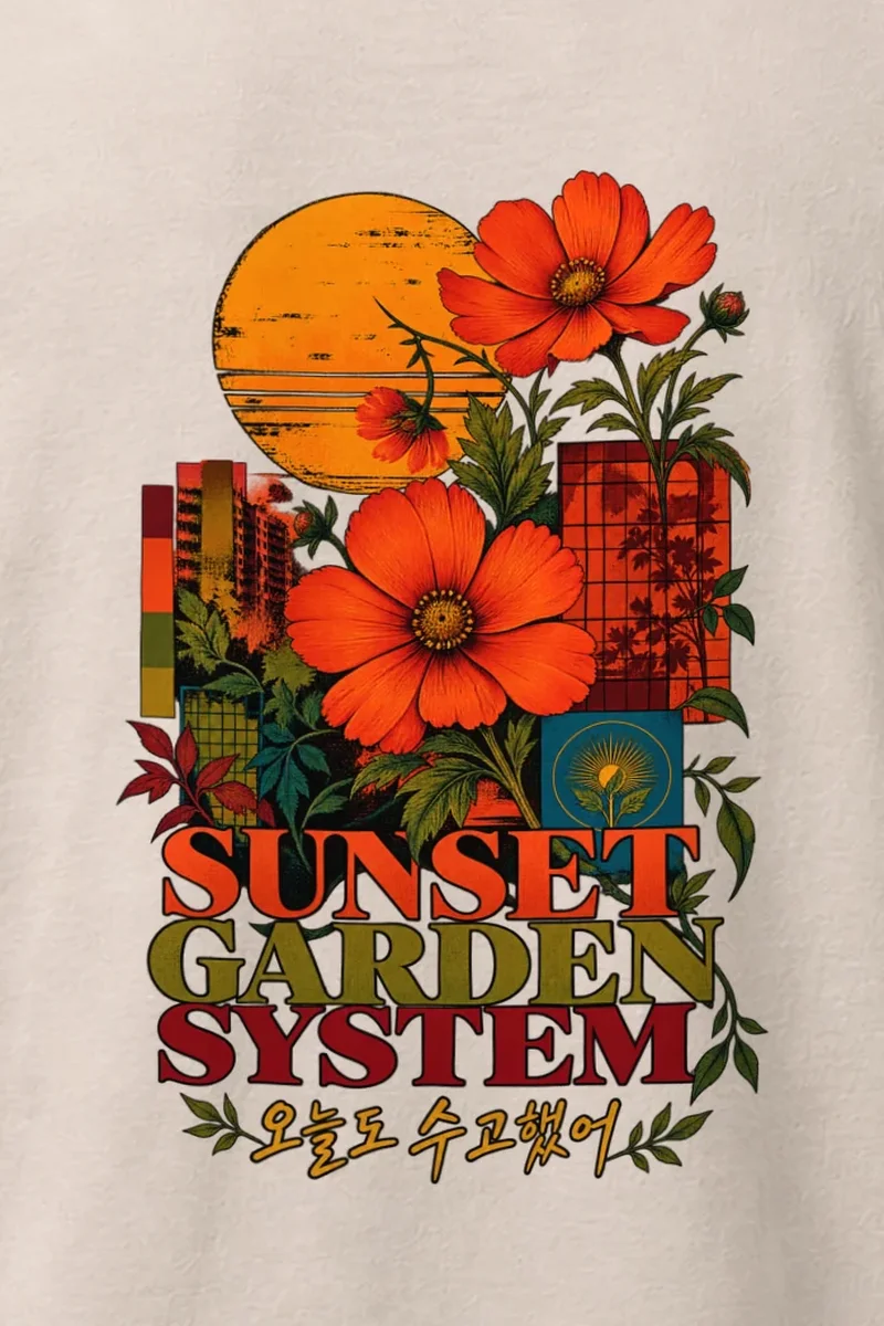 "Sunset Garden System" Heavyweight Unisex Crewneck T-shirt