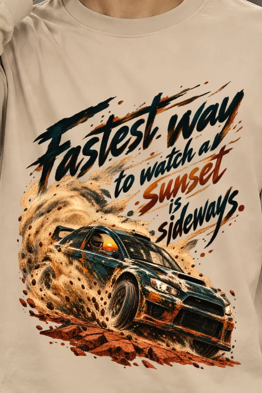 "Sunset Is Sideways" Unisex Longsleeve T-shirt - the graphic up close