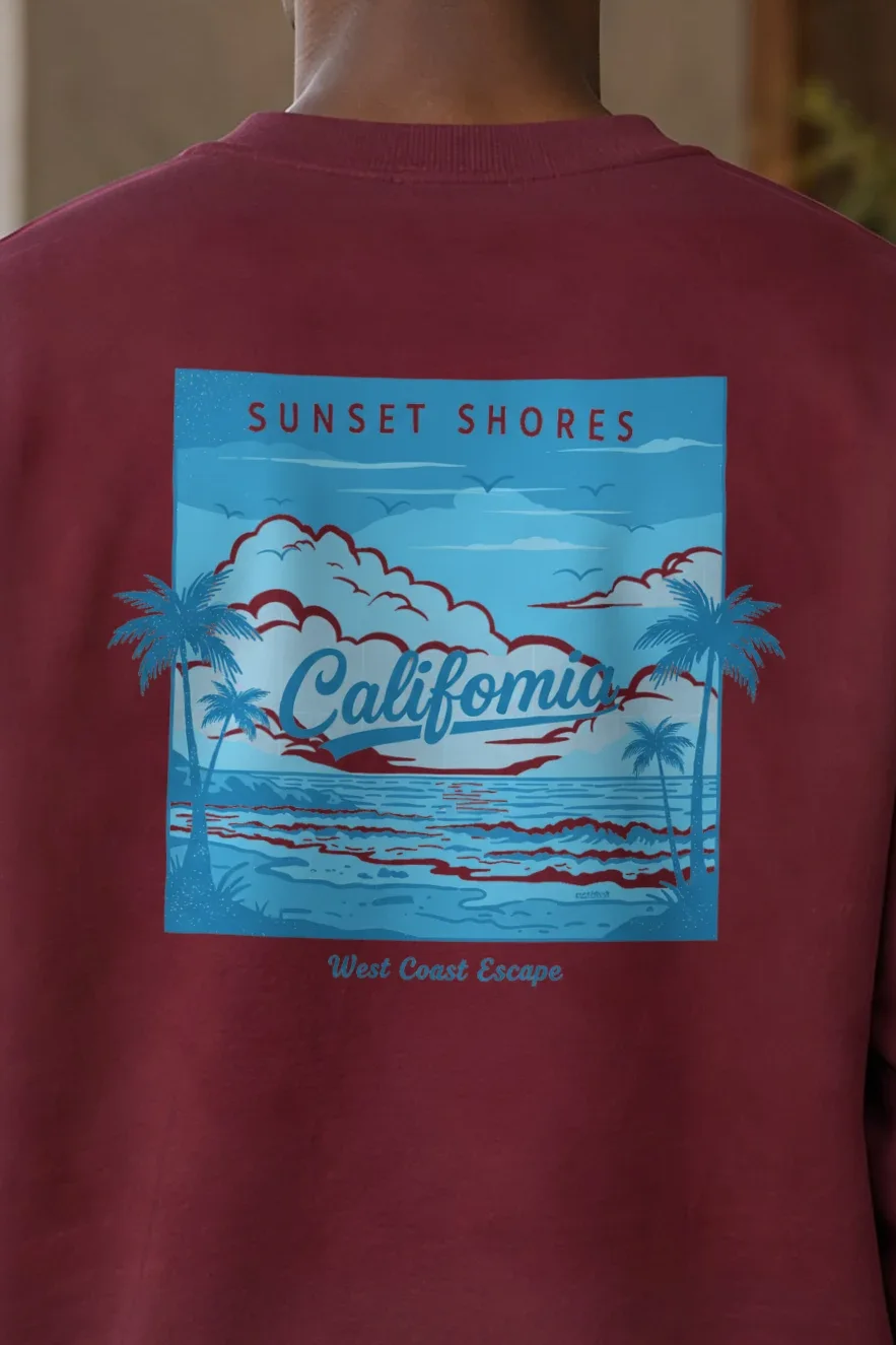 "Sunset Shores" 1 Crewneck Sweatshirt - the graphic up close