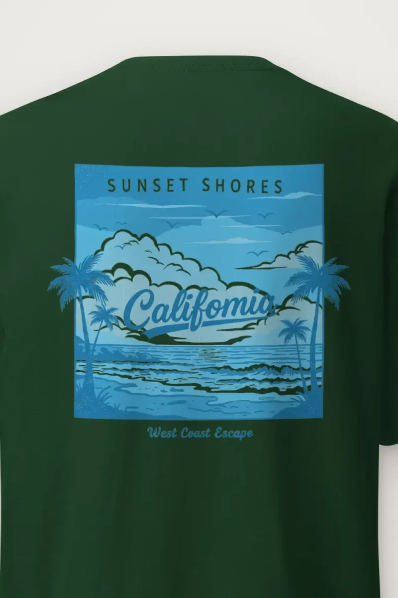 "Sunset Shores" Heavyweight Unisex Crewneck T-shirt