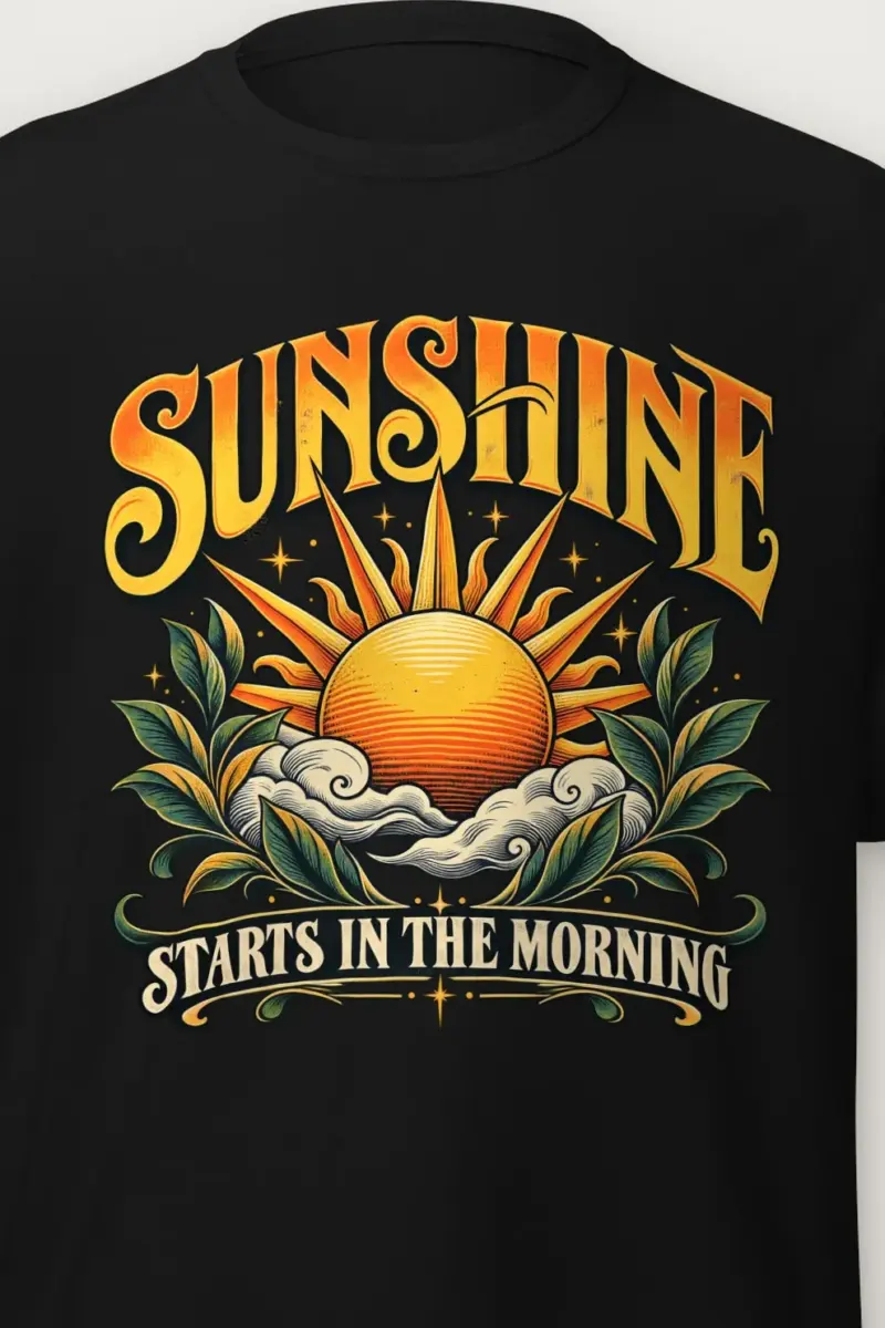 "Sunshine Starts Morning" Heavyweight Unisex Crewneck T-shirt