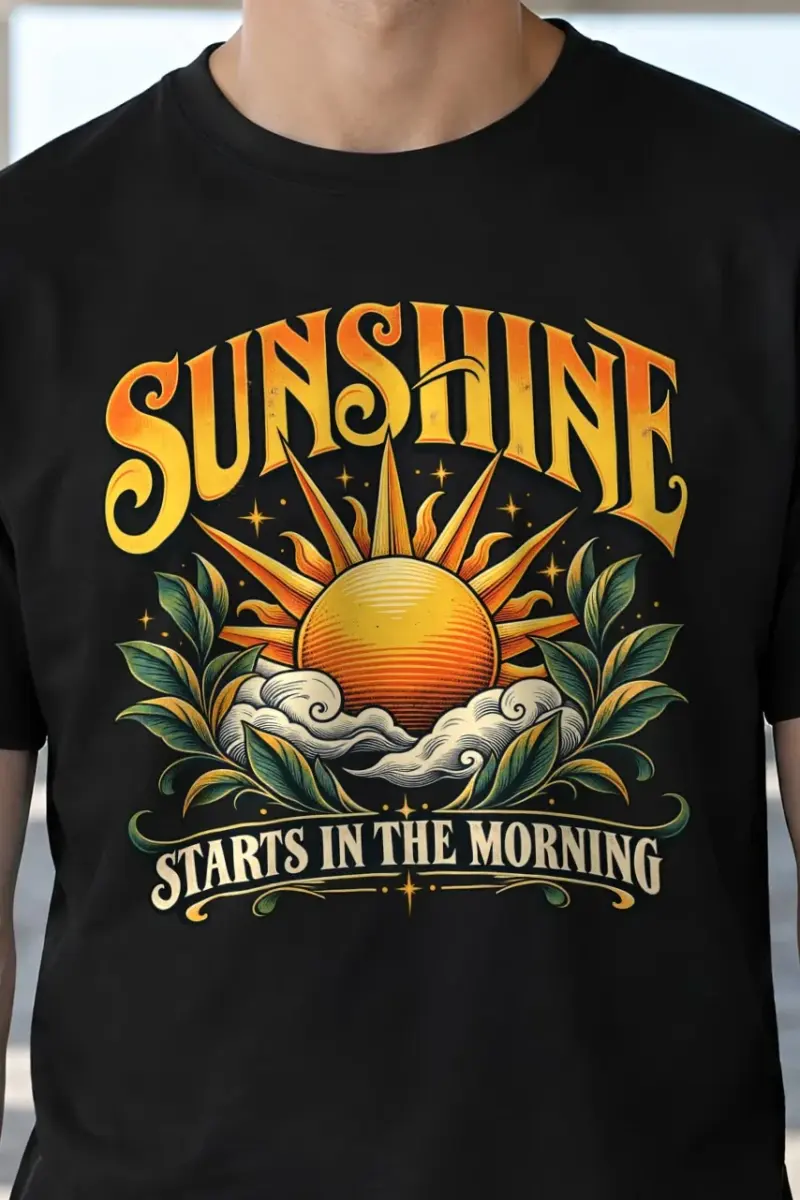 "Sunshine Starts Morning" Heavyweight Unisex Crewneck T-shirt