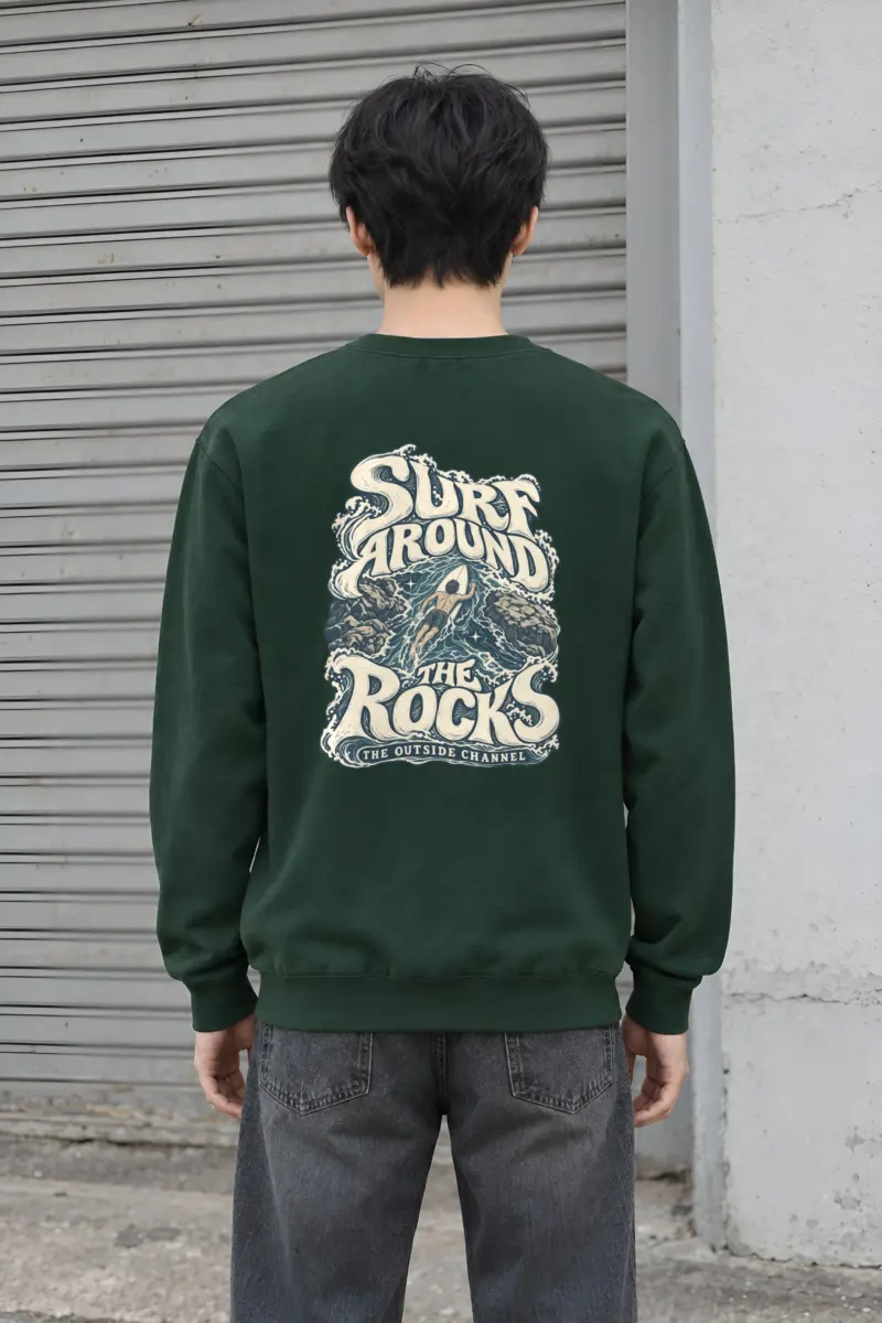 "Surf Around The Rocks" Heavy Blend Unisex Crewneck Sweatshirt