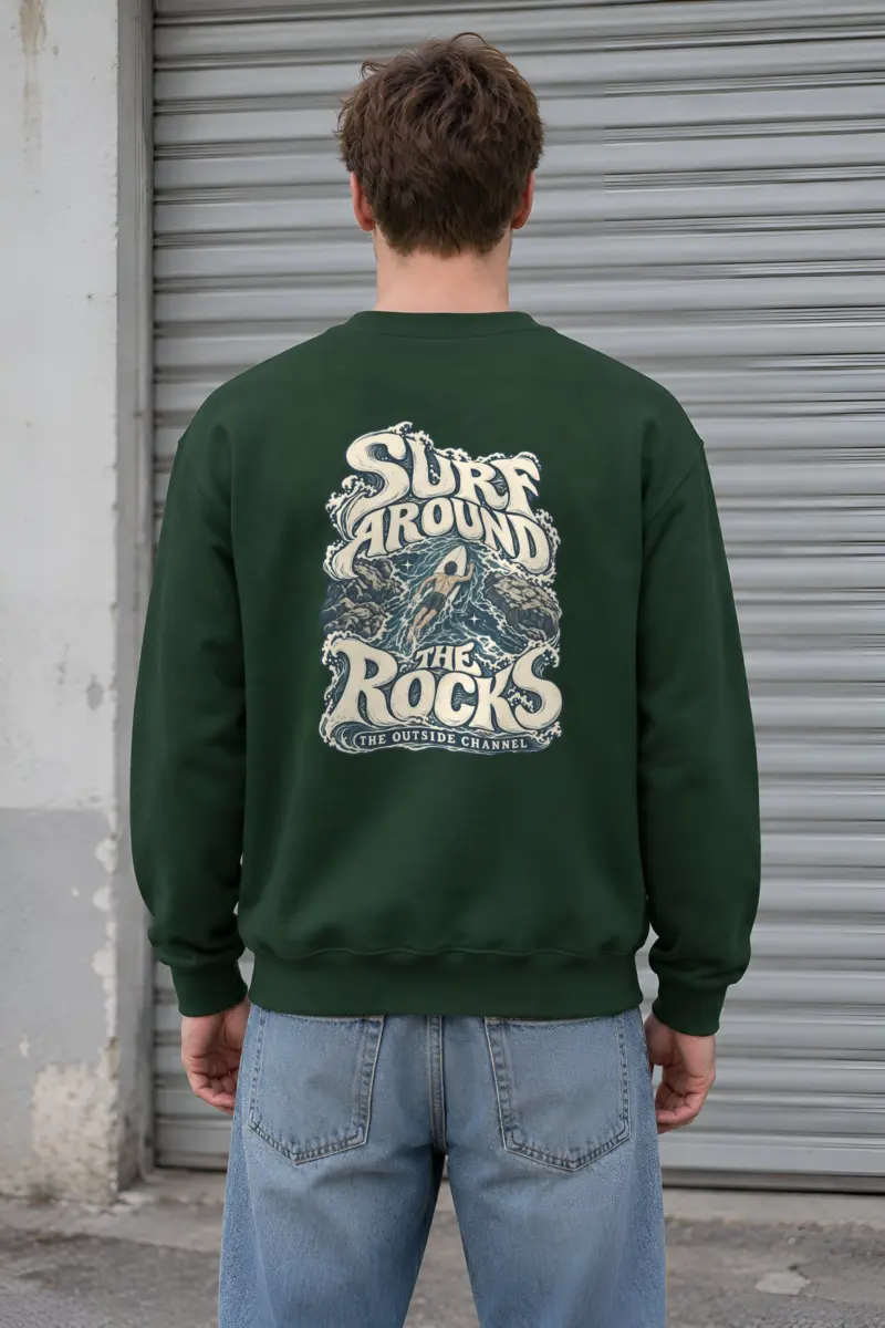 "Surf Around The Rocks" Heavy Blend Unisex Crewneck Sweatshirt