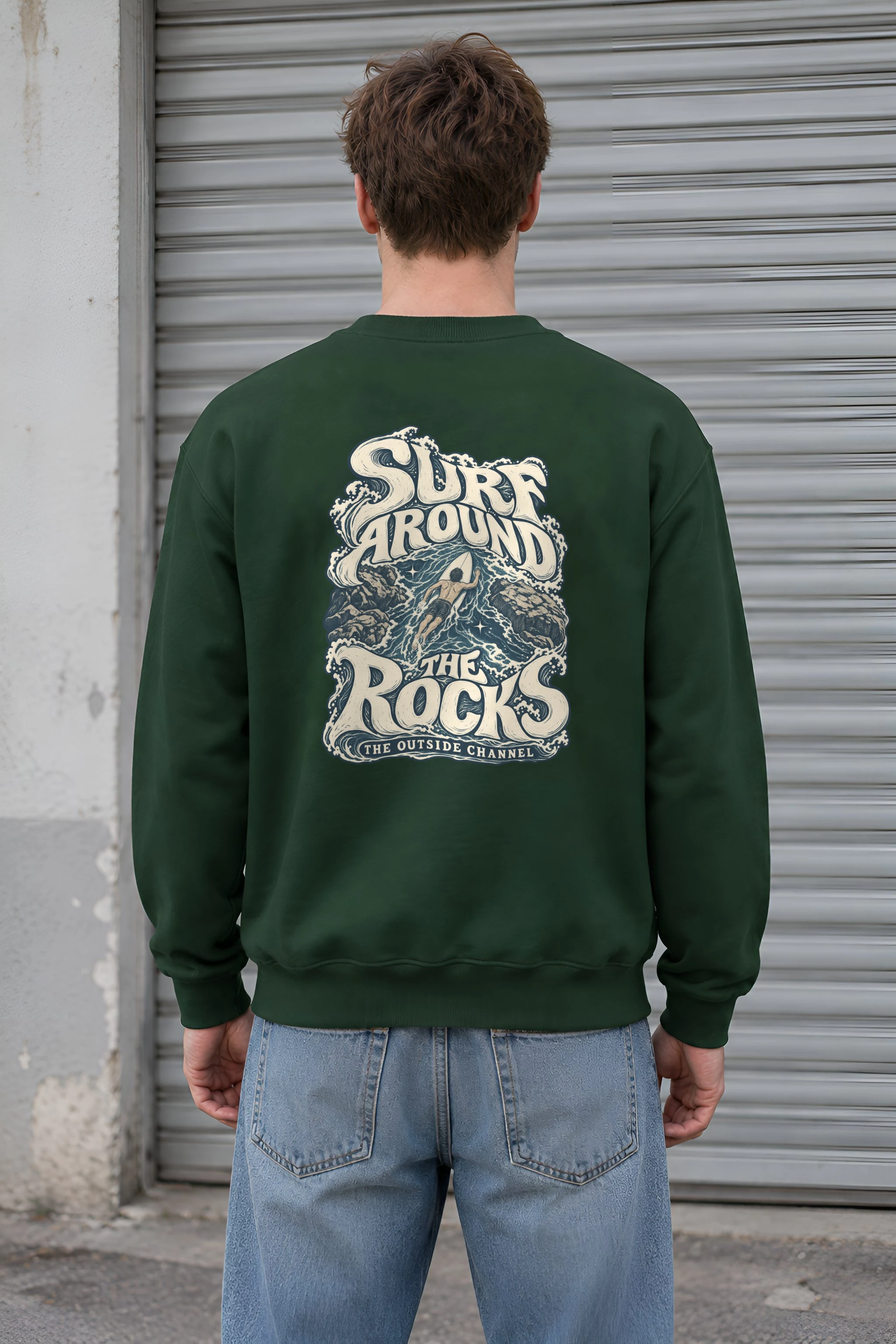 "Surf Around The Rocks" Heavy Blend Unisex Crewneck Sweatshirt