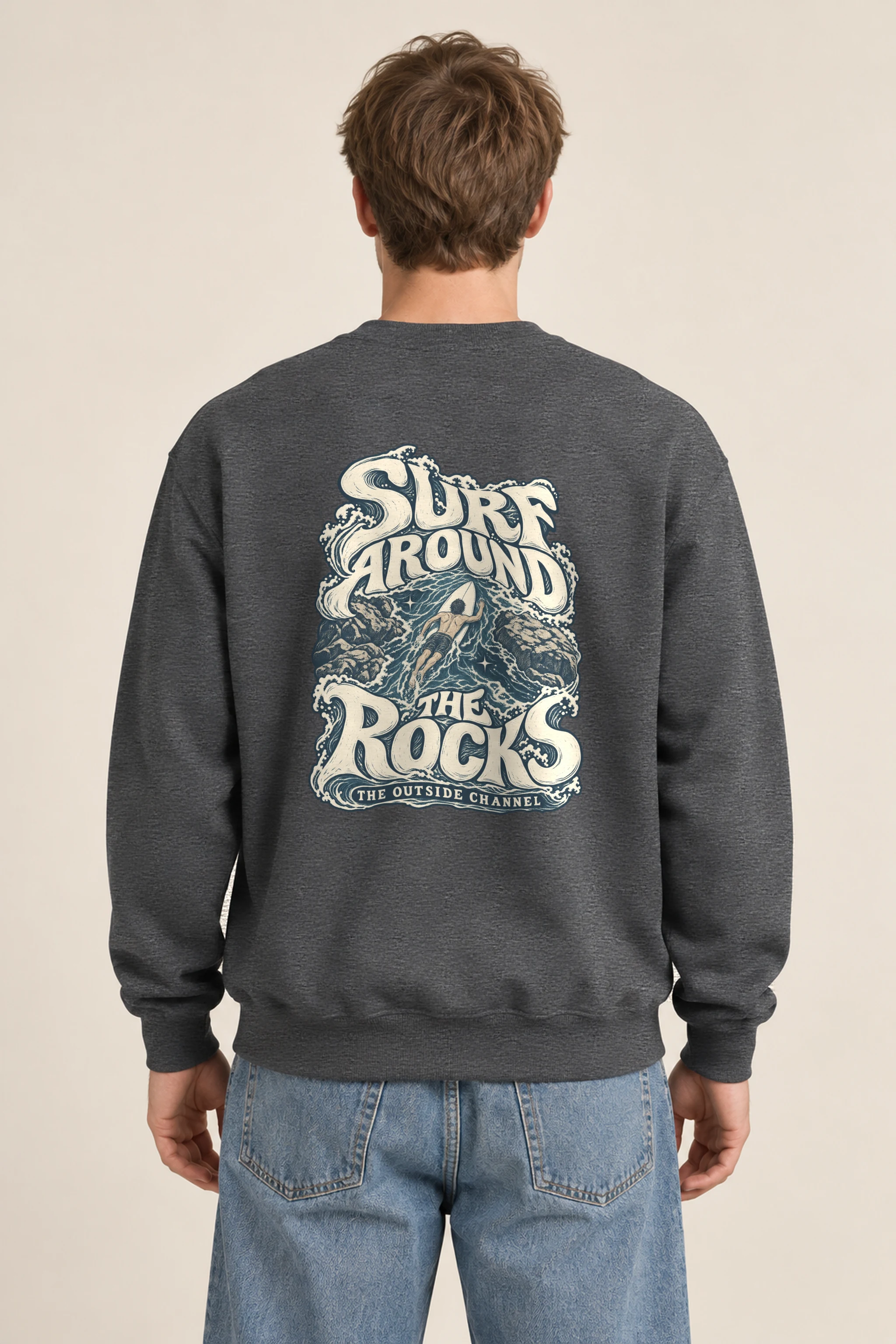 "Surf Around The Rocks" 1 Crewneck Sweatshirt