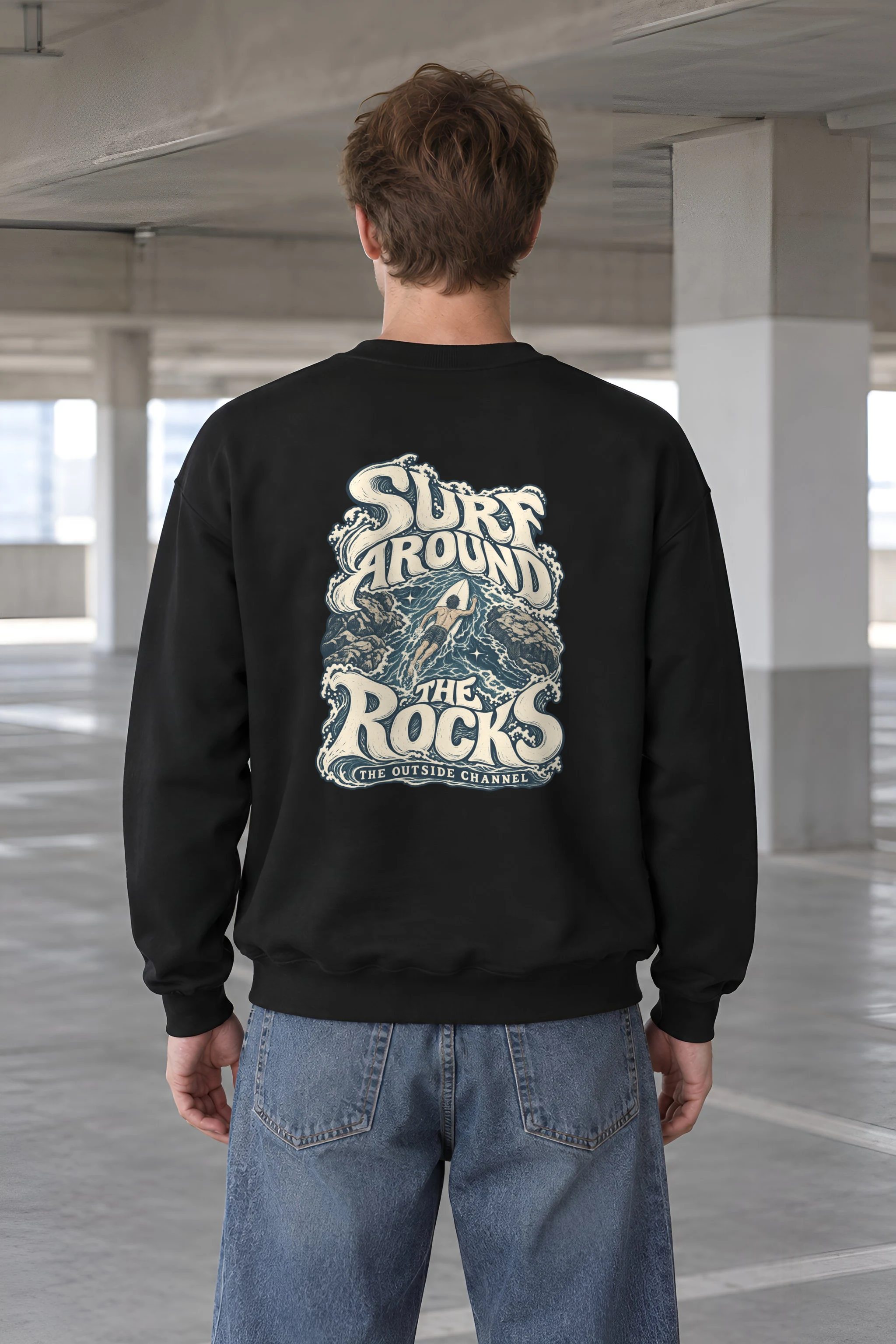 "Surf Around The Rocks" 1 Crewneck Sweatshirt